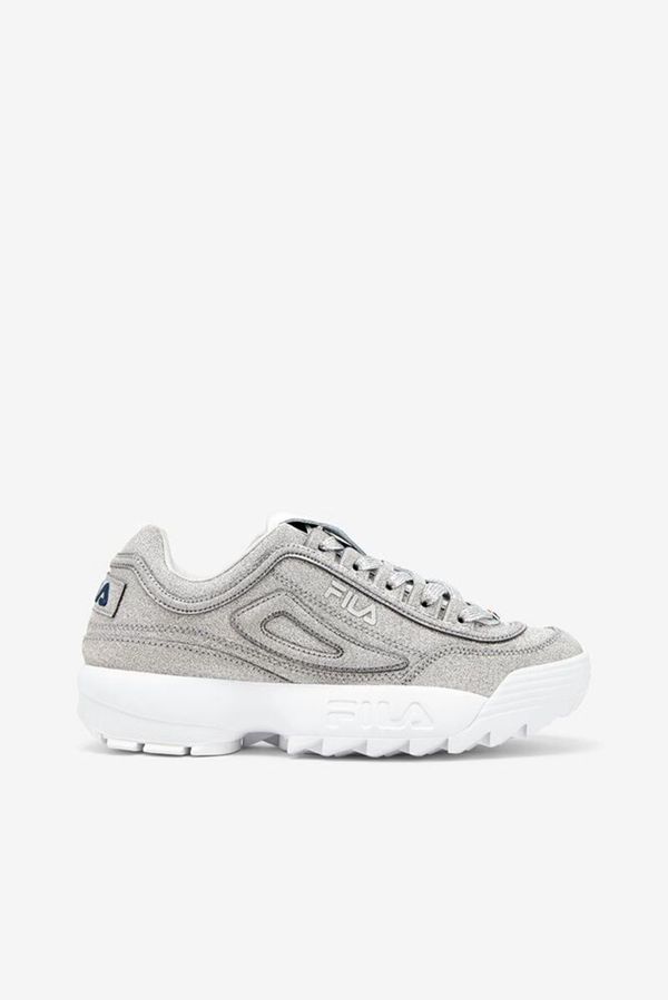 Fila Women's Made In Italy Disruptor 2 Trainers Shoe - Metal Silver / Metal Silver / White | UK-397M